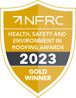 NFRC HSE in Roofing Award GOLD WINNER 2023 logo CMYK 250 px