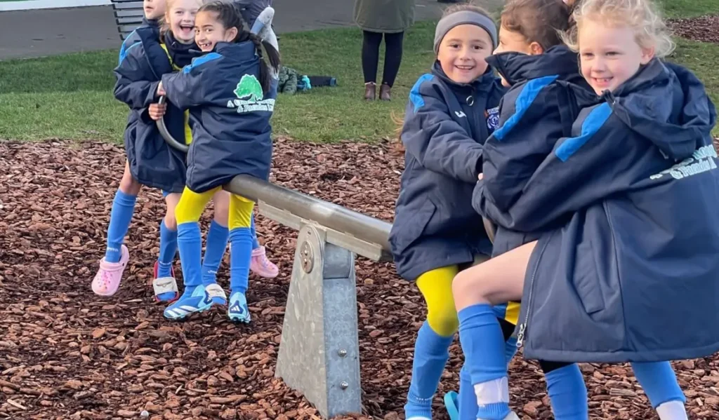 Sporting Khalsa FC Under 8s in their new jackets from 4 Oaks Group