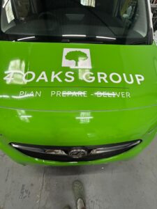 The front of a New 4 Oaks Branded Fleet 